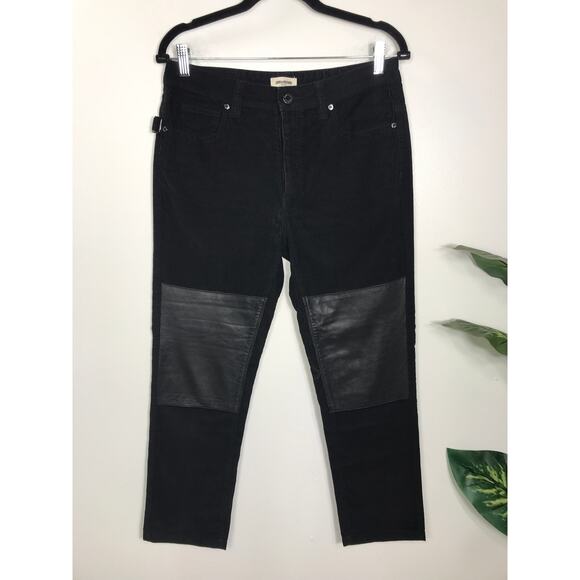 Zadig & Voltaire Boyish Velours Pants Black Corduroy Paneled Edgy Women's M - Picture 1 of 12